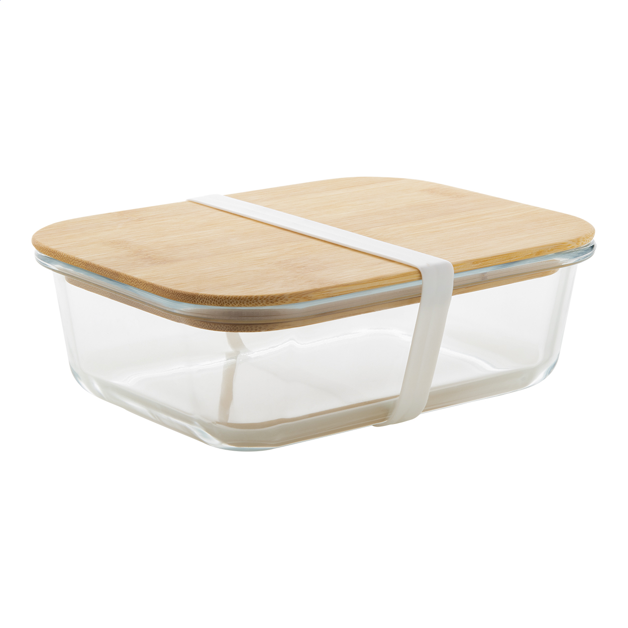Boîte à lunch Vittata personnalisée en verre avec couvercle bambou, 800 ml