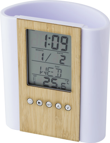 Pot à crayons en plastique et bambou