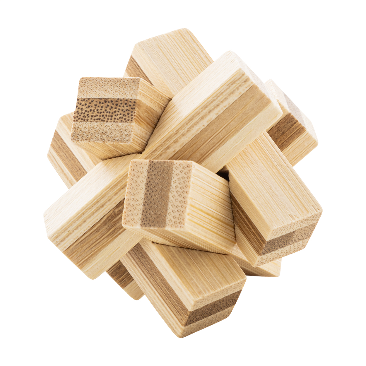 Crossboo Zauberpuzzle aus Bambus in Kraftpapierbox mit Logo