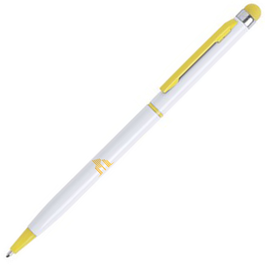 Stylo métal personnalisé blanc avec embout tactile - Kaïs