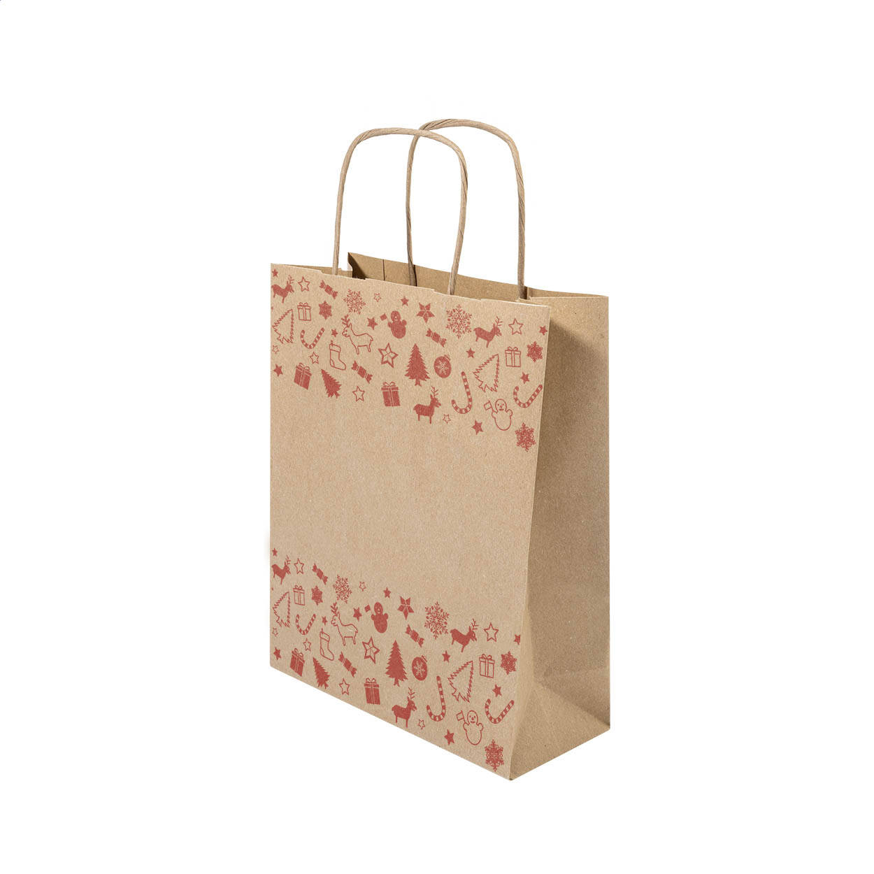 Julegave S kleine Weihnachtsgeschenktasche aus Kraftpapier mit Logo bedrucken mit Logo