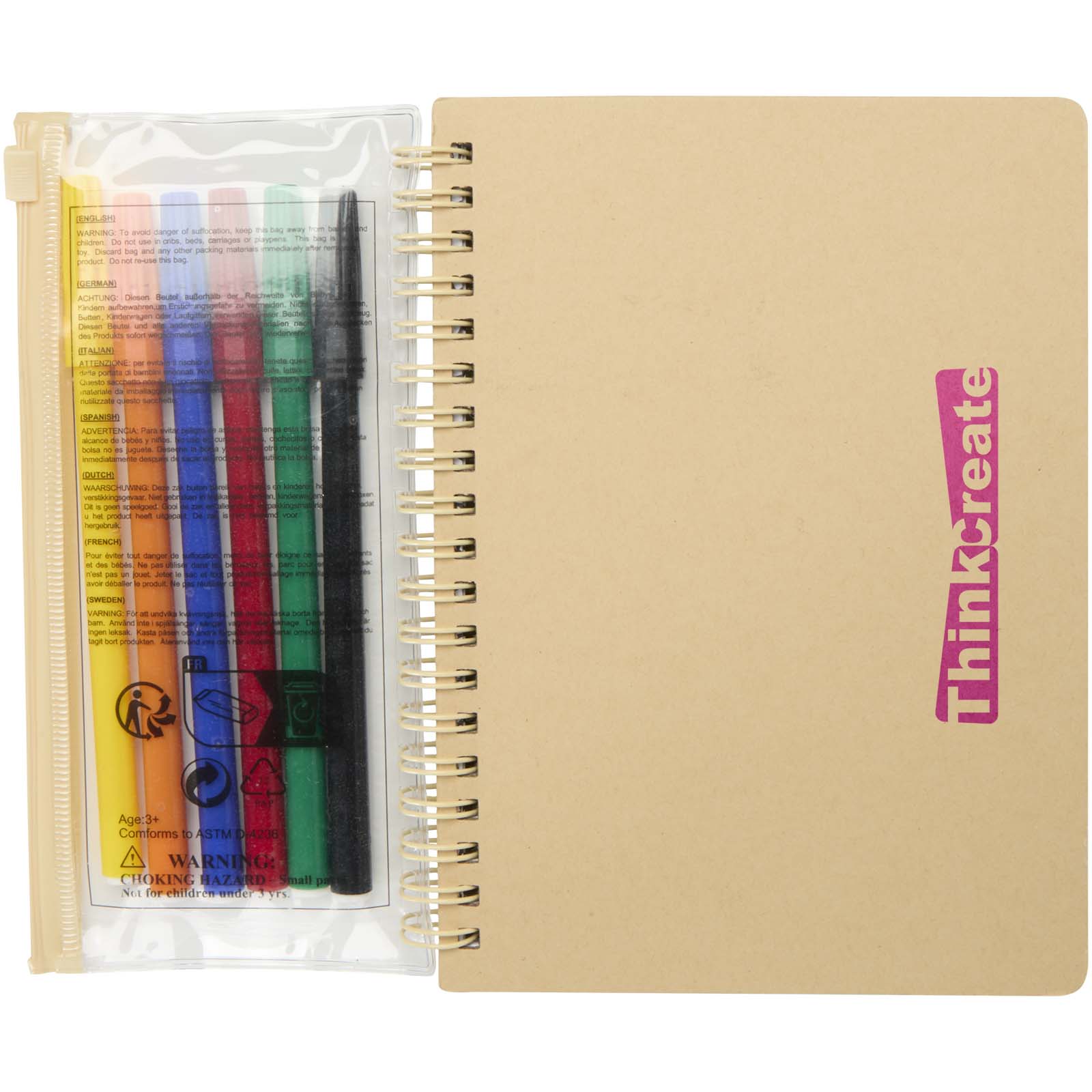 Squiggle B6 Notizbuch mit Hardcover und Stifteset