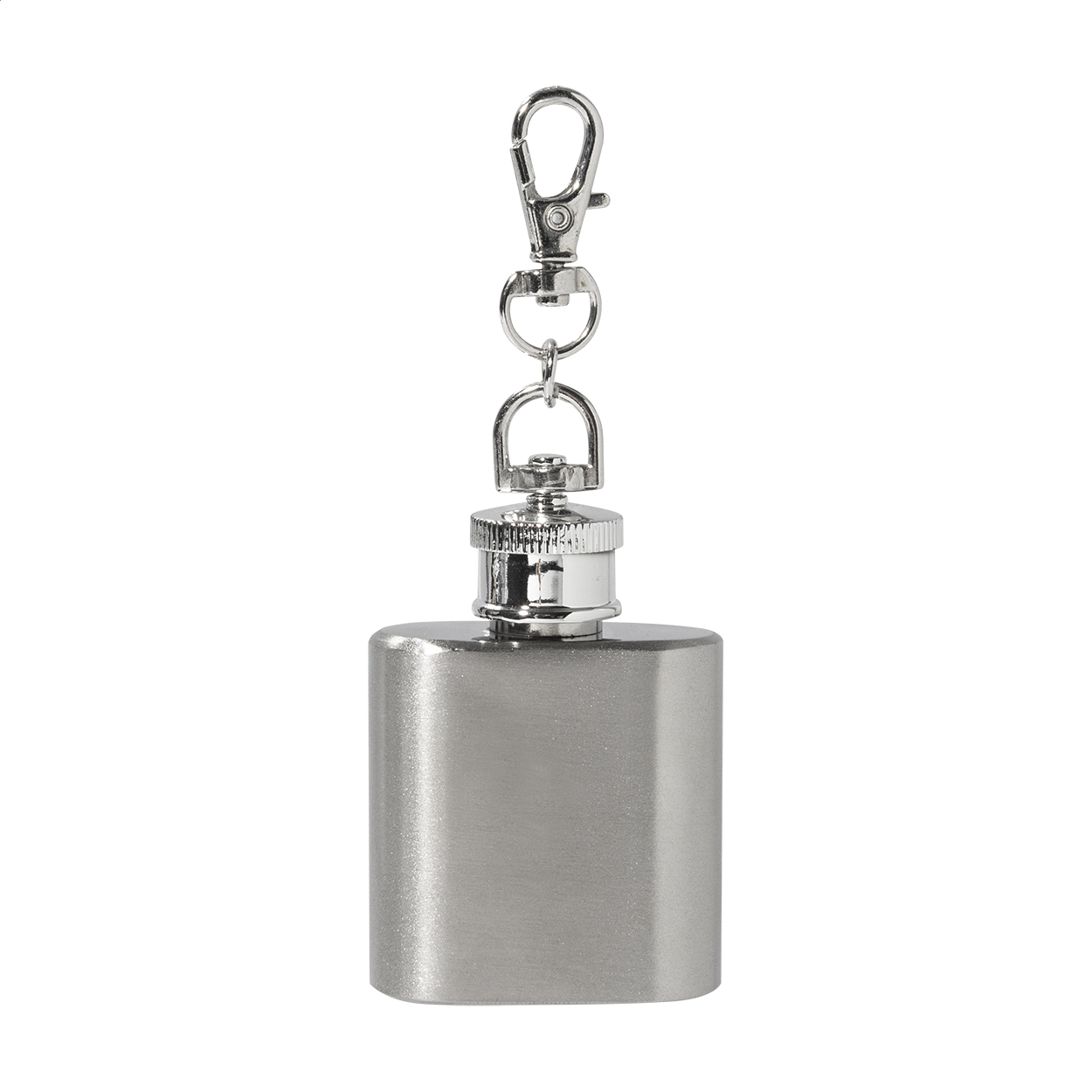 Bering Flachmann-Schlüsselanhänger aus Recycling-Edelstahl mit Logo, 30 ml bedrucken mit Logo
