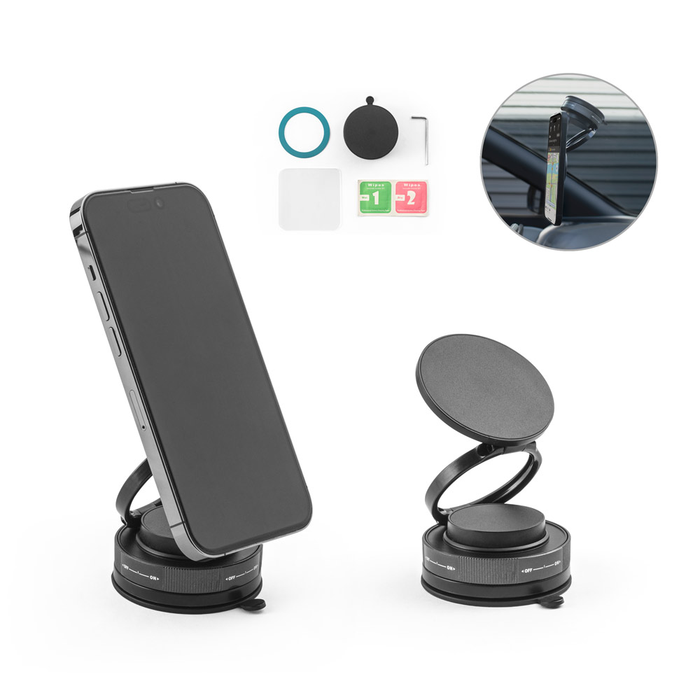 KEPLER. Support de téléphone portable magnétique avec système de fixation par aspiration pour surfaces lisses et inégales (rotation à 360º)