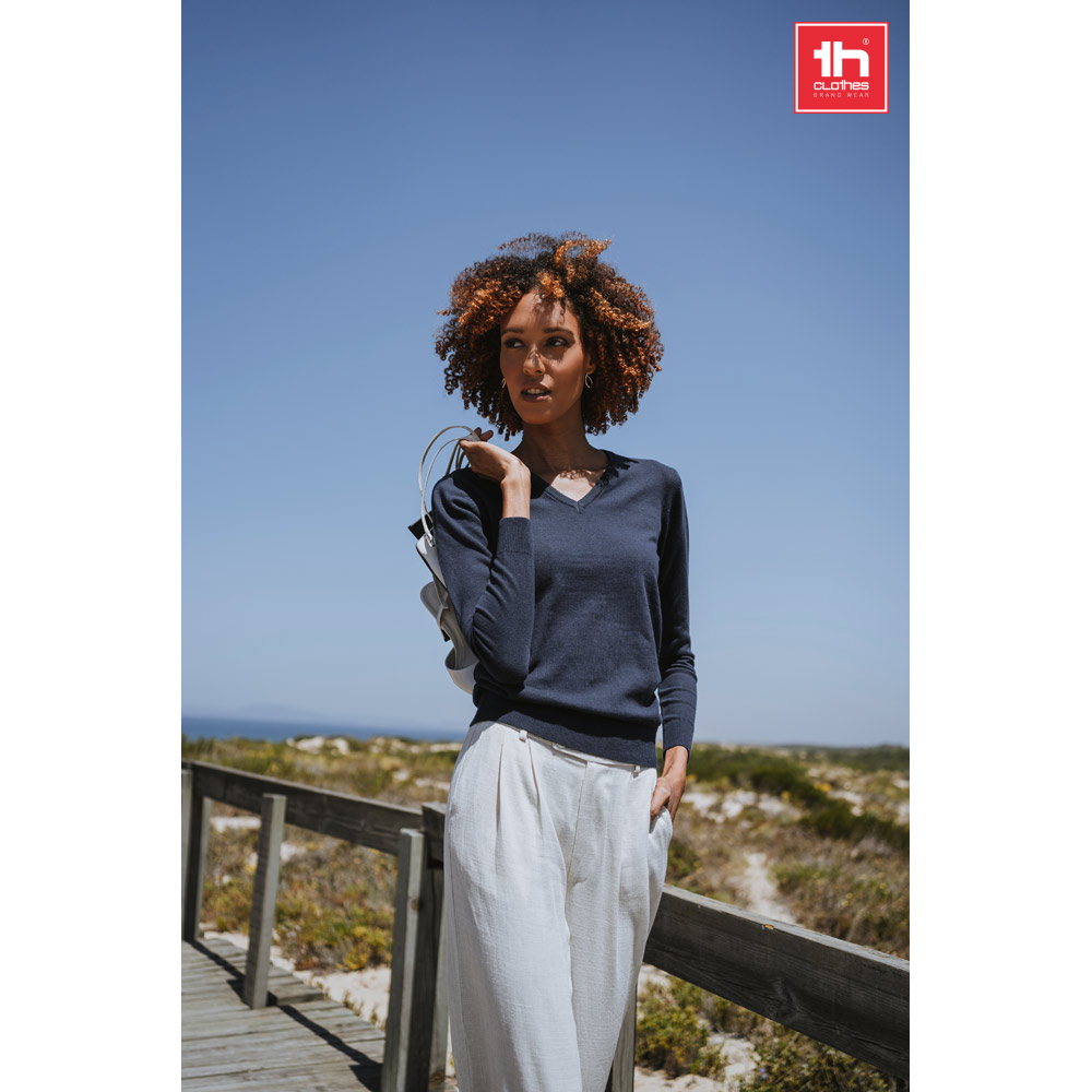 Pull en mélange de coton à col en V