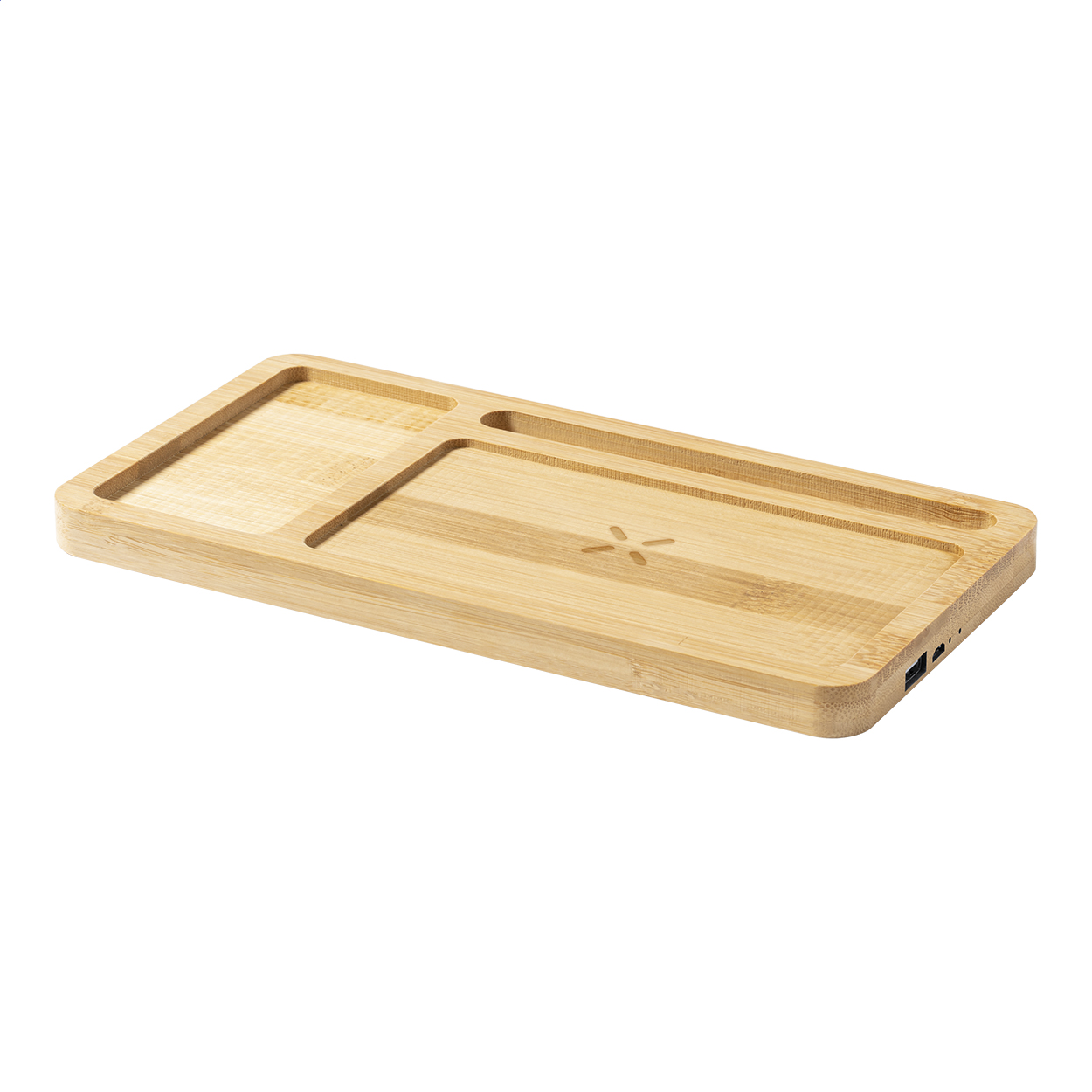 Flabo Plus Schreibtisch-Organizer aus Bambus mit 15-W-Wireless-Charger
