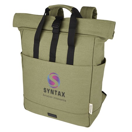 Sac à dos à rouleau en toile recyclée 15” pour ordinateur portable 15L - Boissise-la-Bertrand