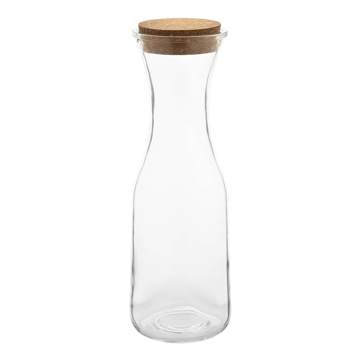 Vinea Karaffe aus recyceltem Glas 1000 ml mit Korkdeckel und Logo bedrucken mit Logo