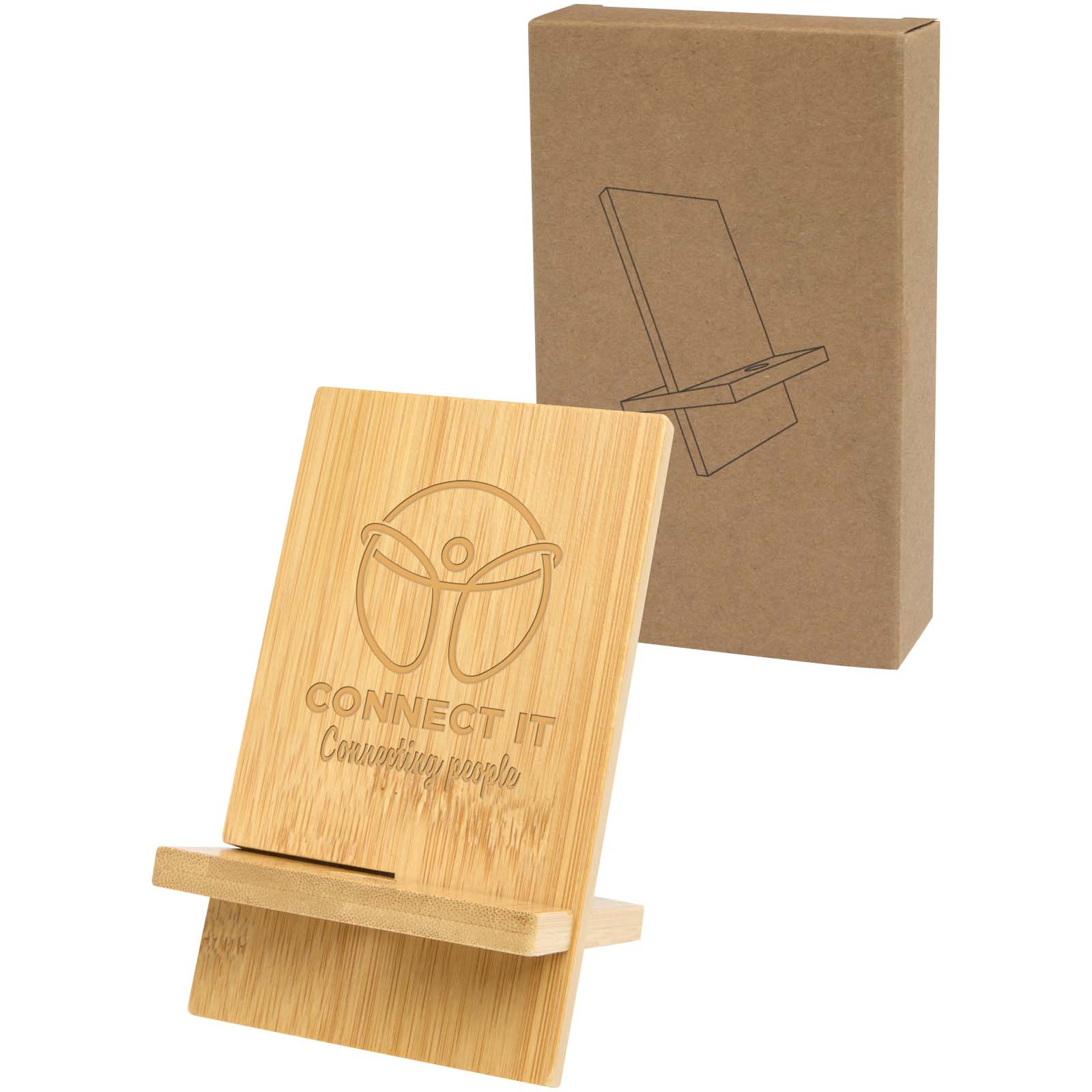 Support Téléphonique Détachable en Bambou - Saint-Laurent-l'Abbaye imprimé avec logo