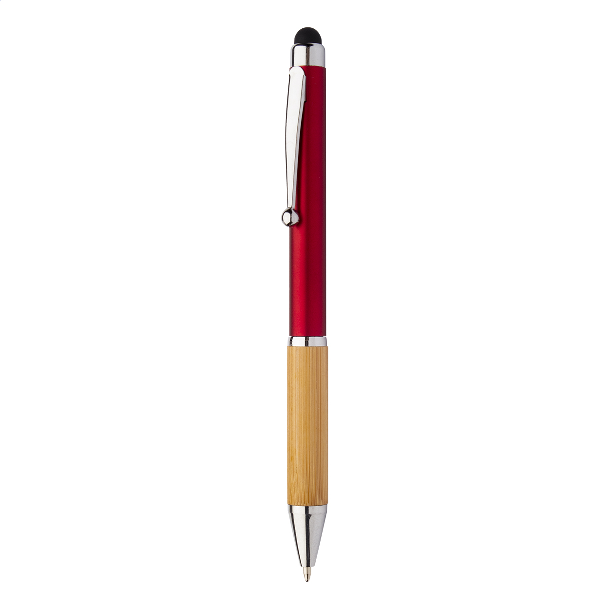 Bollys Touchpen-Kugelschreiber mit Bambusgriff und Metallic-Schaft, Logo bedrucken mit Logo