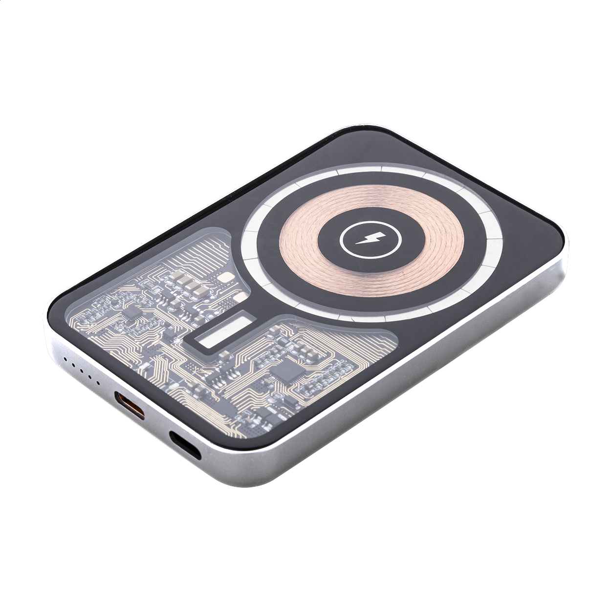RaluSee Magnet-Powerbank aus recyceltem Aluminium, 5000 mAh, mit Logo bedrucken mit Logo