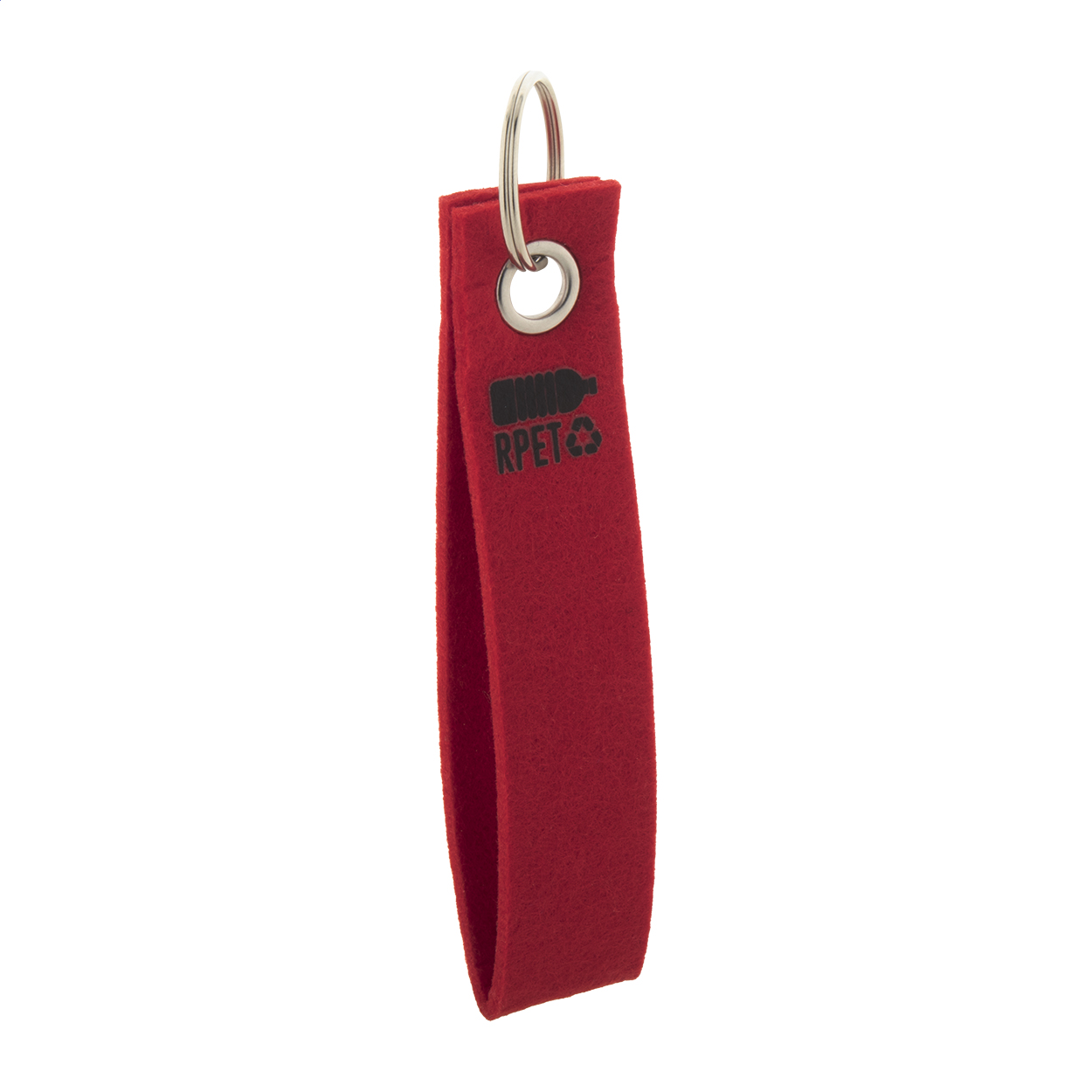 Refek Schlüsselanhänger aus RPET-Filz mit Metallring und Logo bedrucken mit Logo