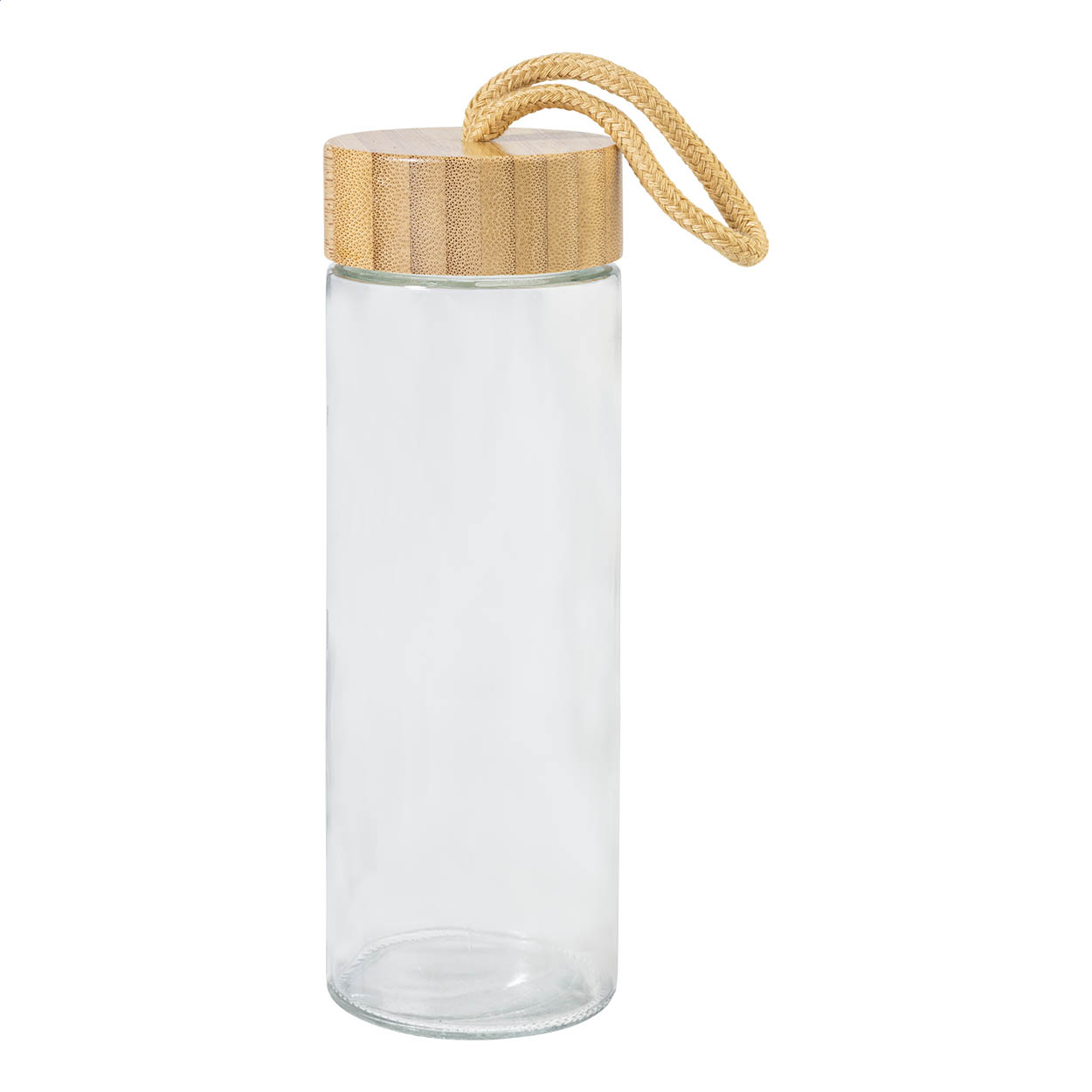 Lobamba Trinkflasche aus Glas mit Bambusdeckel, 430 ml, mit Ihrem Logo bedrucken mit Logo