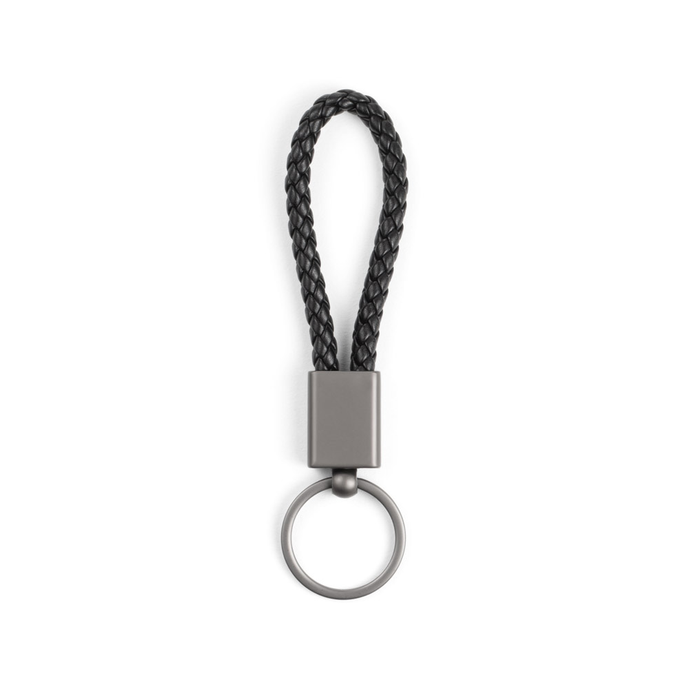 KETCHUM. Porte-clés rectangulaire avec corde tressée en polyester (21% recyclé) et 79% polyuréthane