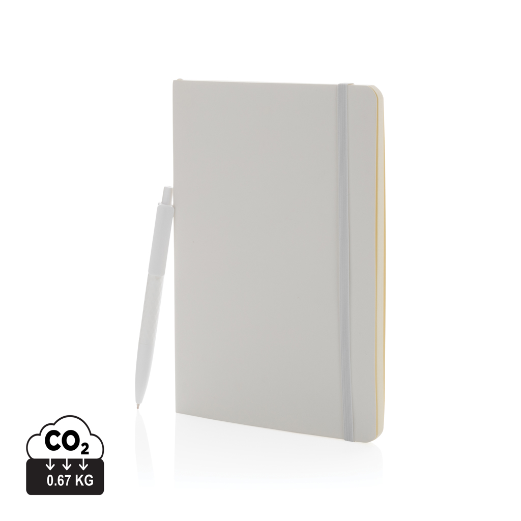 Antimikrobielles Softcover-PU-Notizbuch und X3 Stiftset - Braunau am Inn bedrucken mit Logo