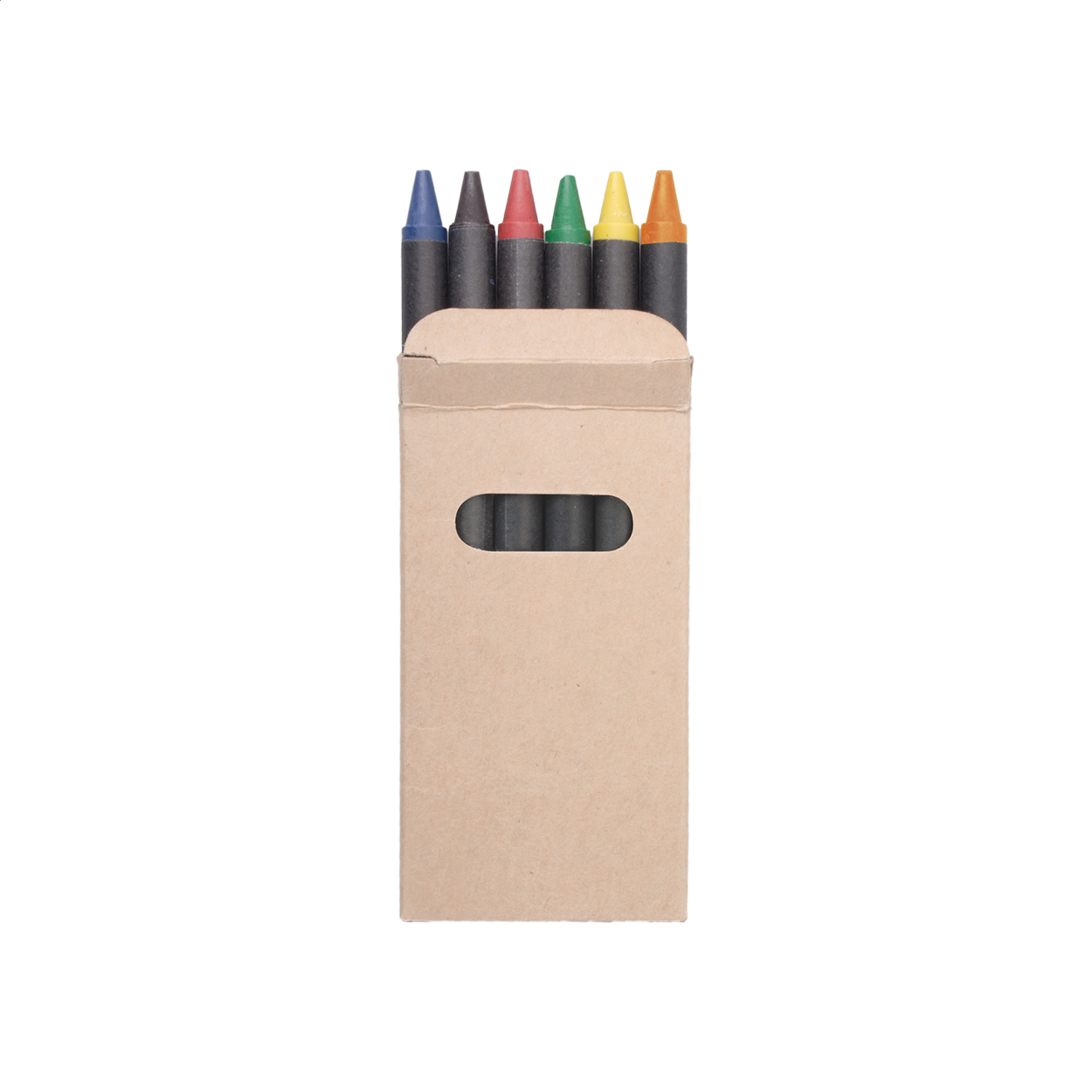 Set de 6 crayons de cire Liddy personnalisé en boîte carton avec logo imprimé avec logo