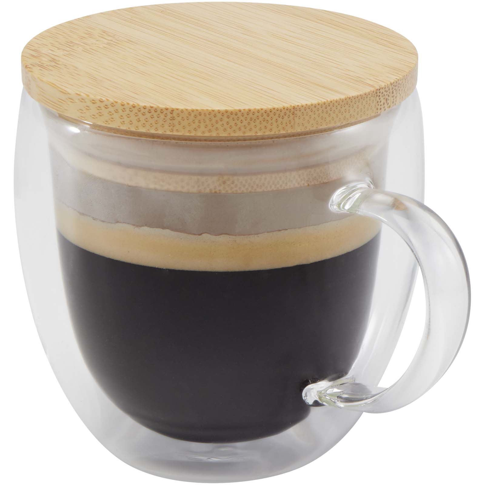 Tasse Isolée en Verre avec Couvercle en Bambou - Piégut