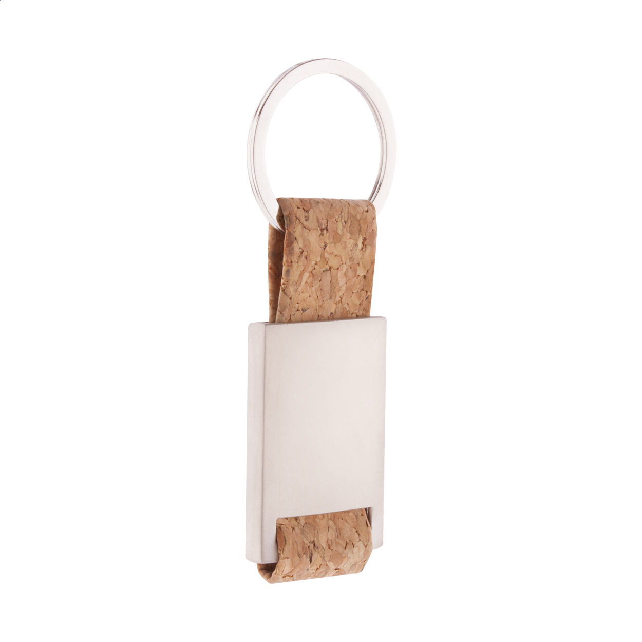 Cortica Metall-Schlüsselanhänger mit Naturkorkband und Ihrem Logo bedrucken mit Logo