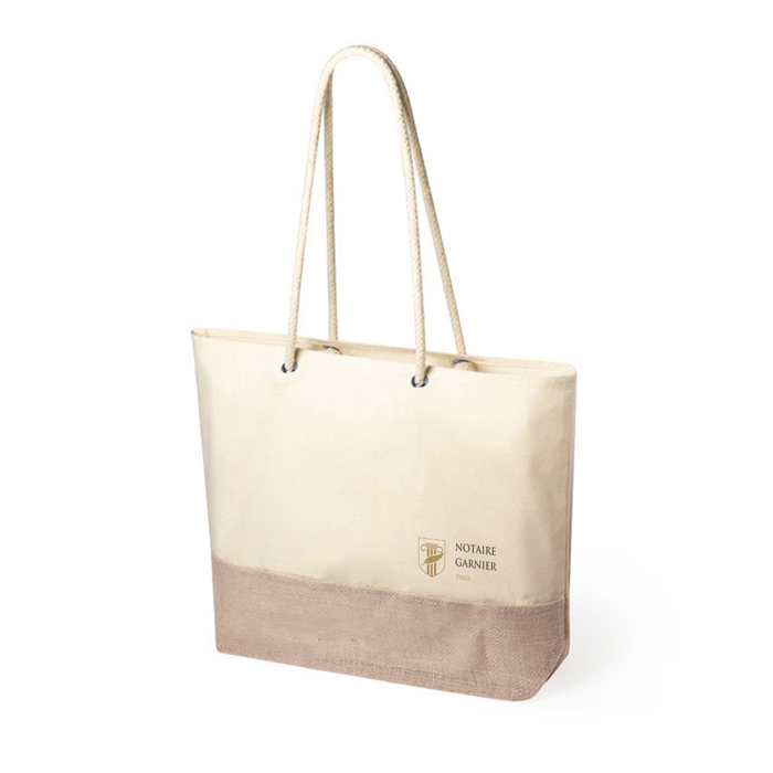 Tote bag personnalisé en jute et coton 48 x 35 cm - Trappes