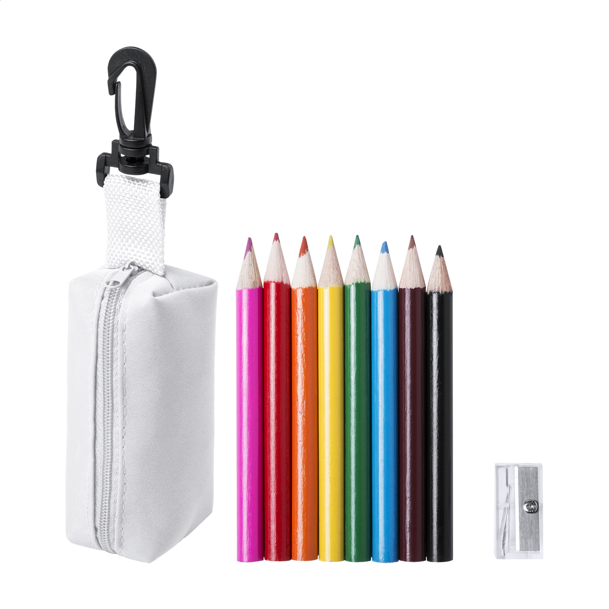 Medina Buntstiftset mit 8 Stiften und Spitzer im Etui mit Logo bedrucken mit Logo