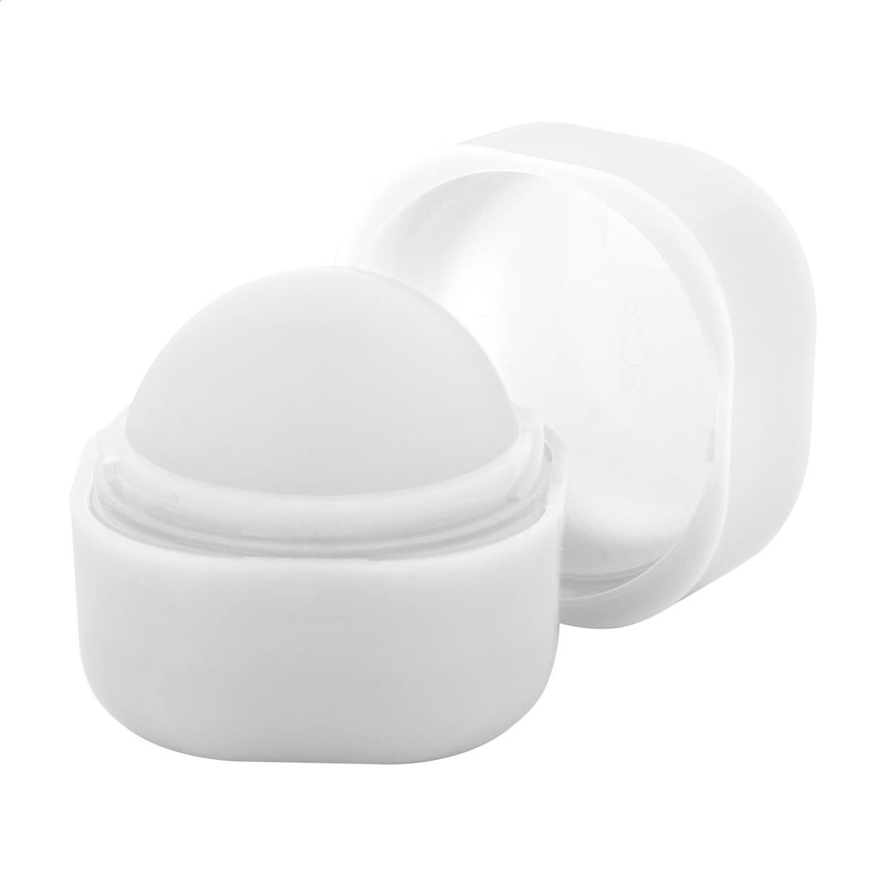 Cuboris Lippenbalsam Vanille SPF15 im Würfel aus Recycling-ABS, Logo