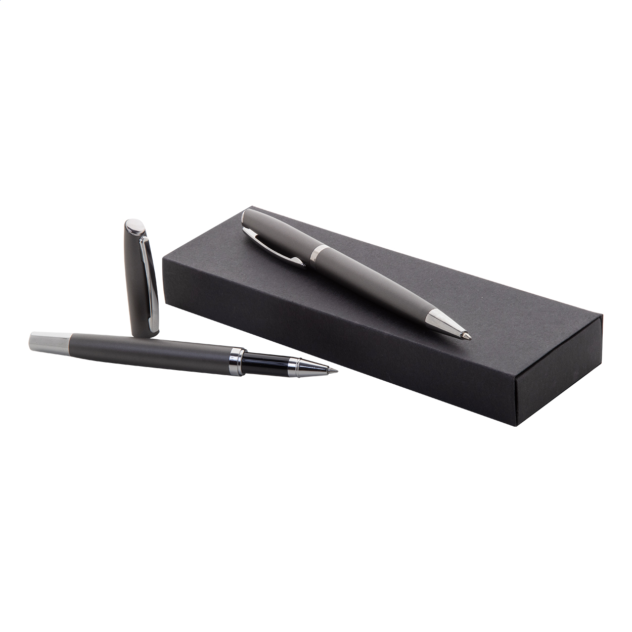 Redivi Schreibset aus recyceltem Aluminium, Rollerball und Kuli, mit Logo bedrucken mit Logo