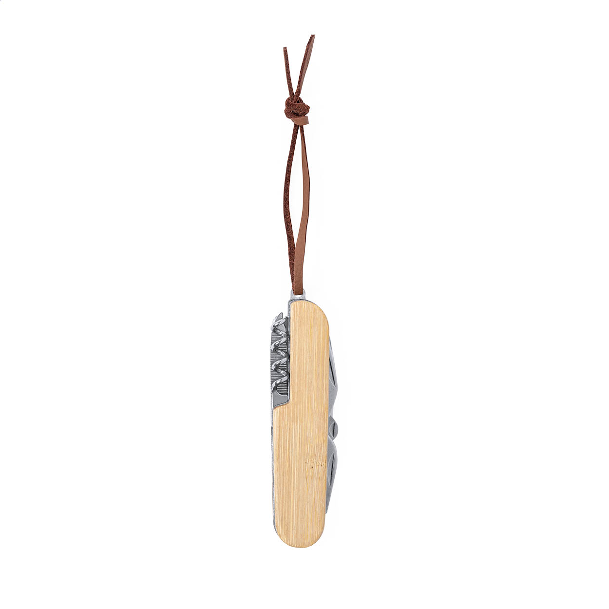 Couteau de poche multifonction Hiddins personnalisé, manche bambou, 9 fonctions imprimé avec logo