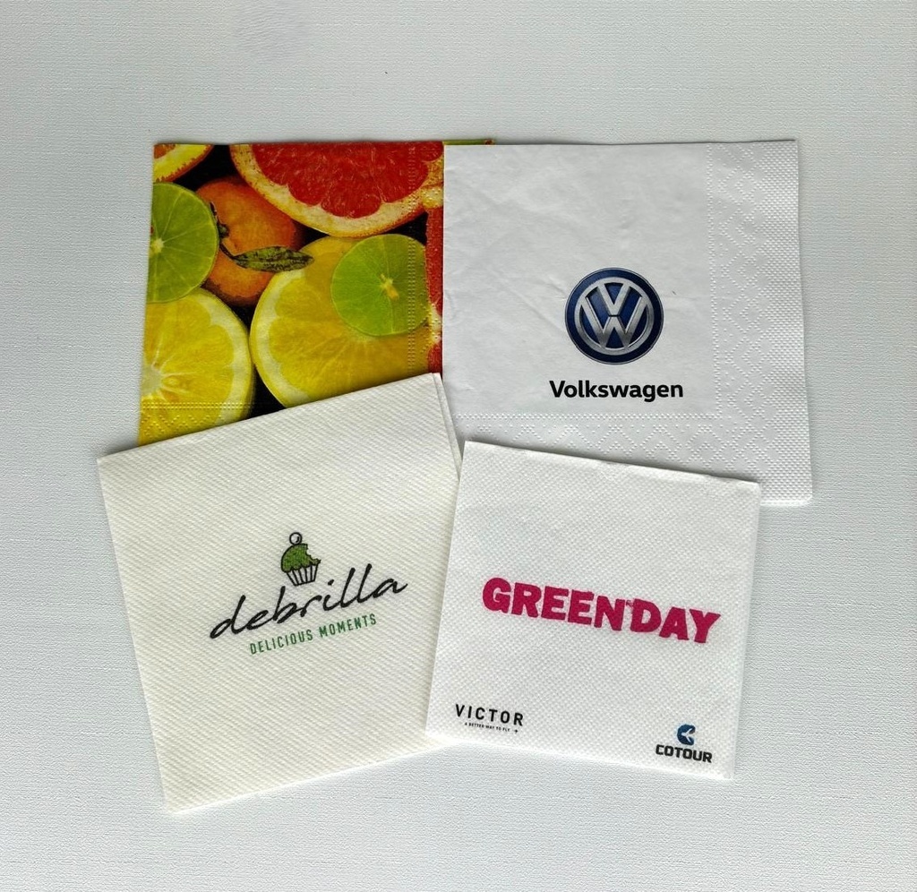 Serviette à cocktail personnalisée en couleurs - Denneville imprimé avec logo