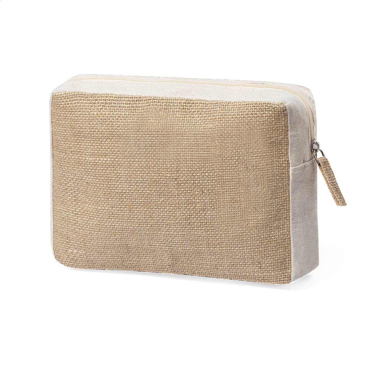 Trousse de toilette Jurbax personnalisée en coton et jute laminée imprimé avec logo