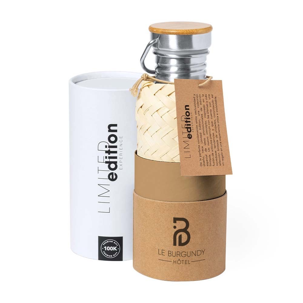 Bouteille en acier inoxydable à éco-conception en édition limitée avec base en bambou - Sierentz