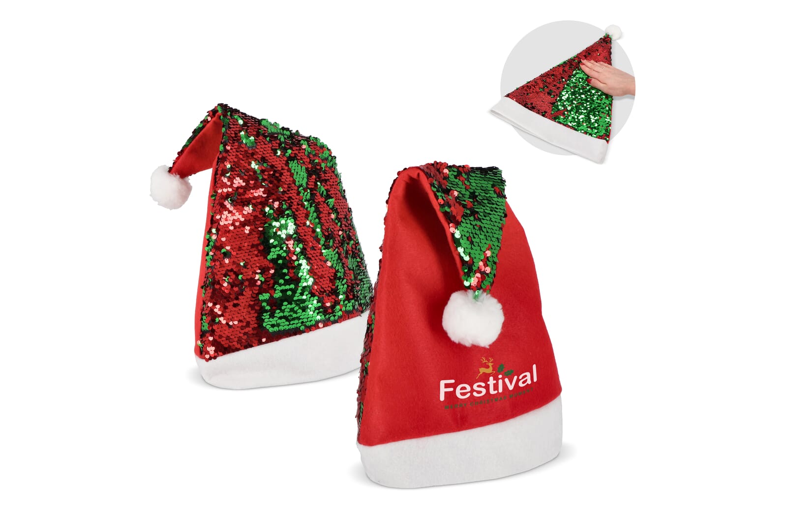 Zweifarbiger Pailletten-Weihnachtshaube - Gengenbach bedrukken met logo