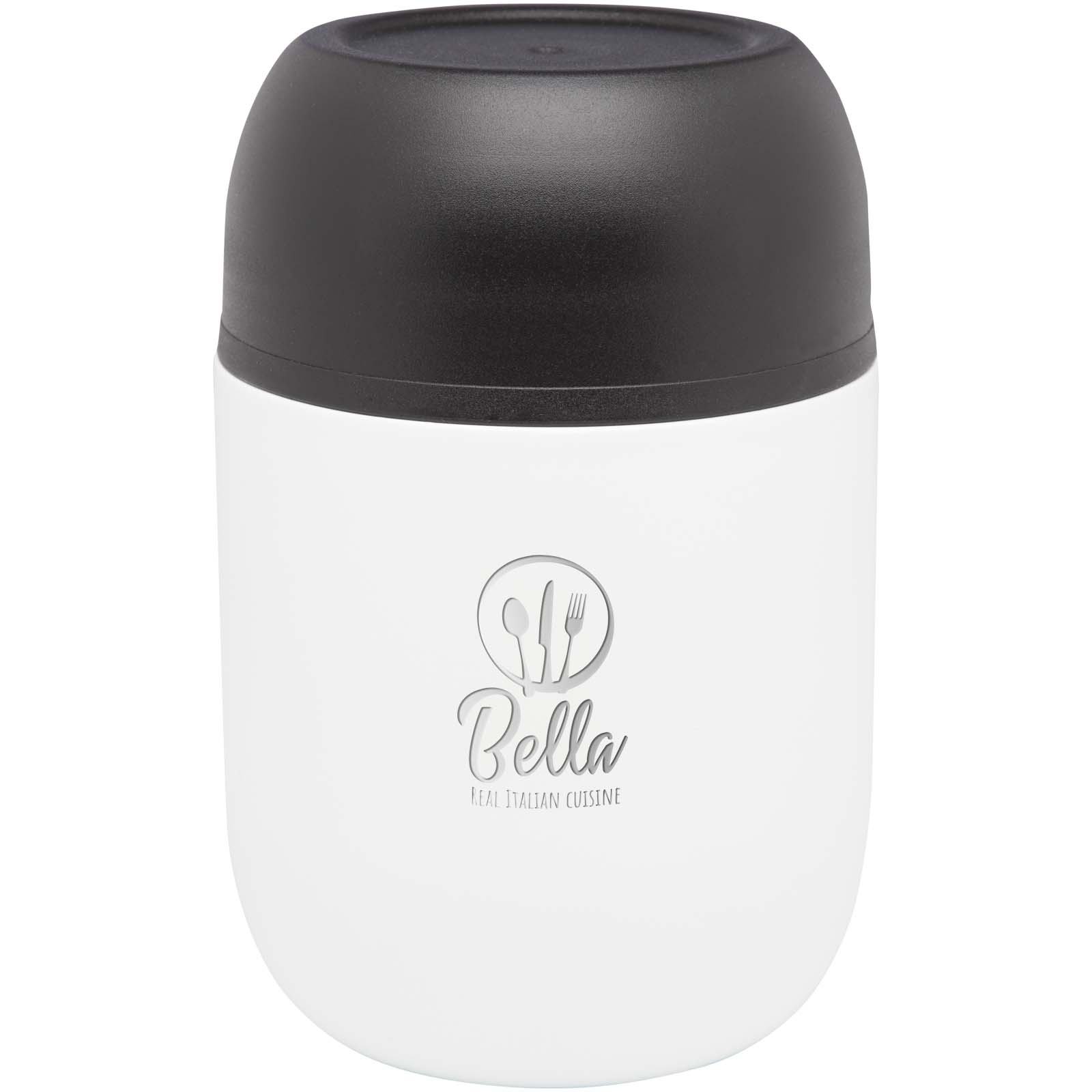 Supo 480 ml Lunchpot mit Logo aus recyceltem Edelstahl, mit faltbarem Löffel bedrucken mit Logo
