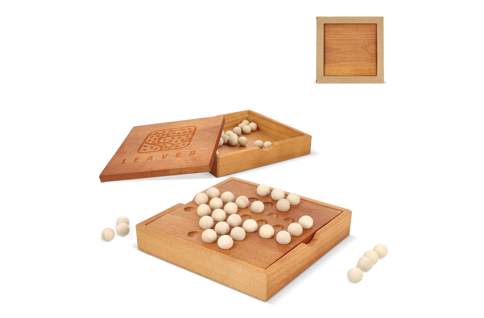 Jeu de Solitaire en Bois - Lignières-de-Touraine imprimé avec logo