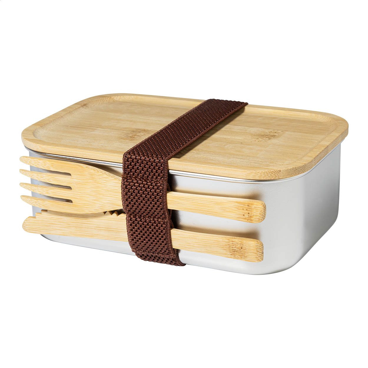 Lunch box Curroca personnalisée en inox avec couvercle en bambou