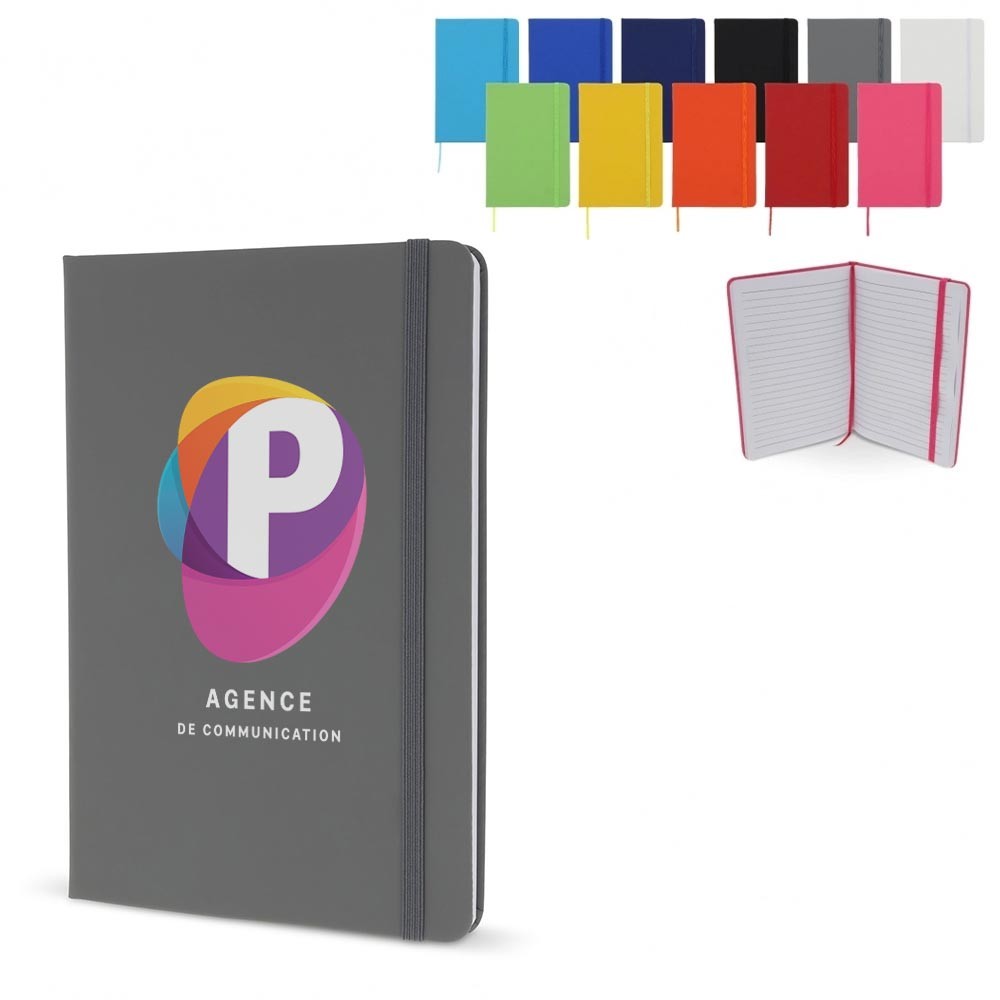 Carnet classique A5 en PU avec sangle élastique - Touquin imprimé avec logo