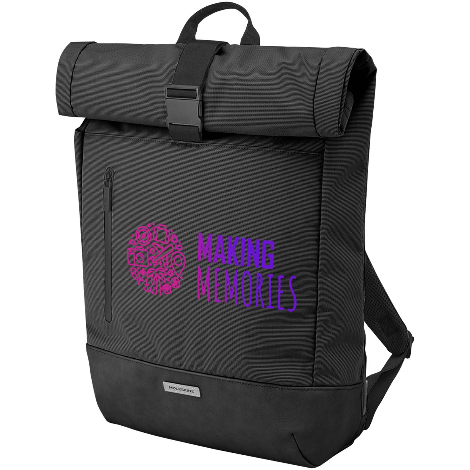 Sac à dos urbain Rolltop Moleskine - Saint-Ouen-sur-Iton imprimé avec logo