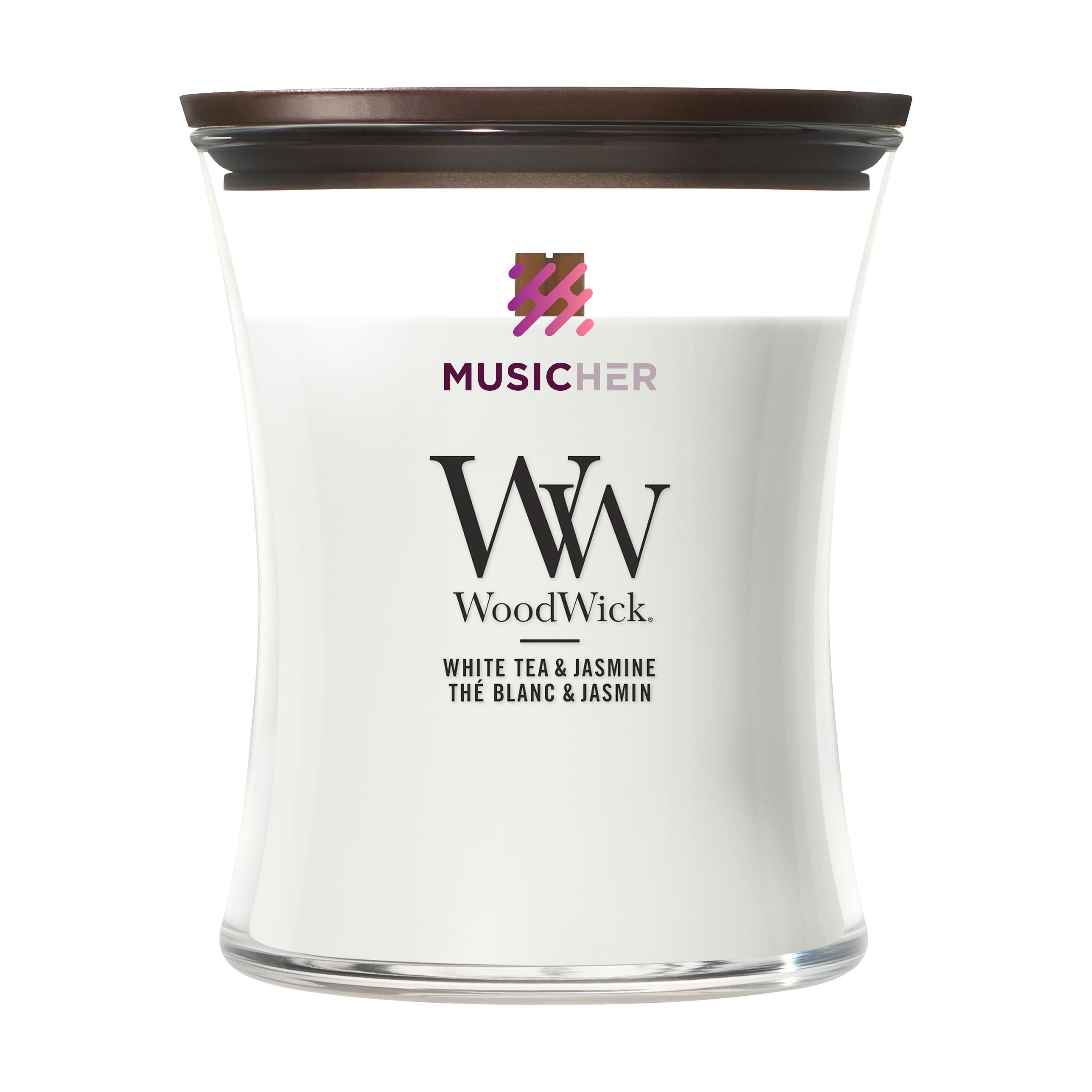 WoodWick Weißer Tee & Jasmin Mittelgroße Duftkerze