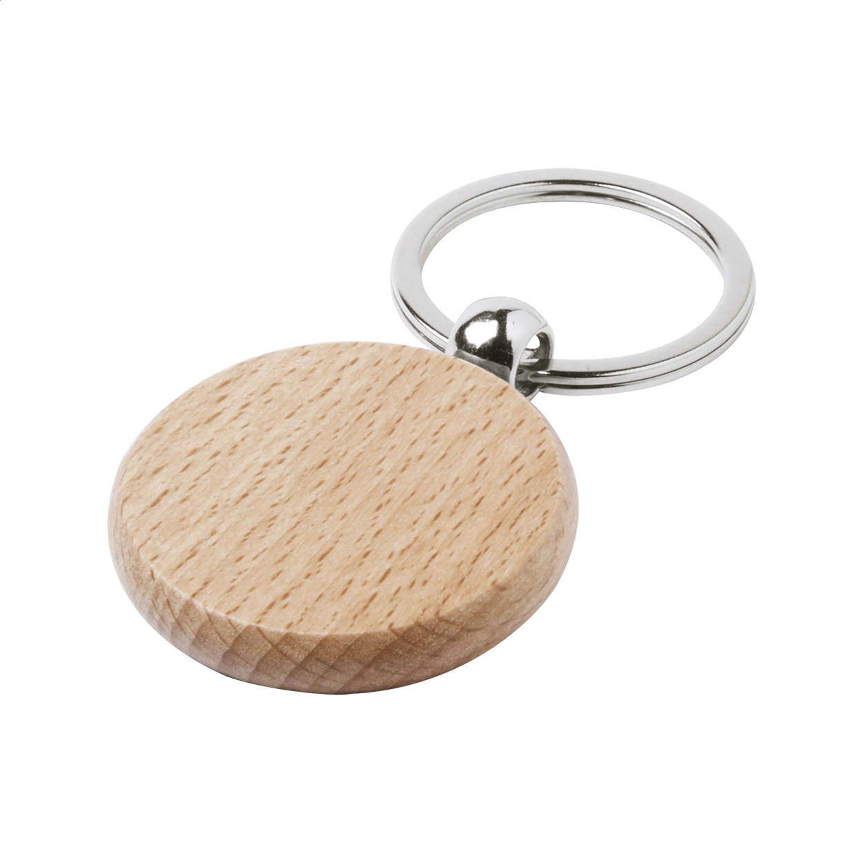 Porte-clés ovale Wokke personnalisé en bois de hêtre naturel