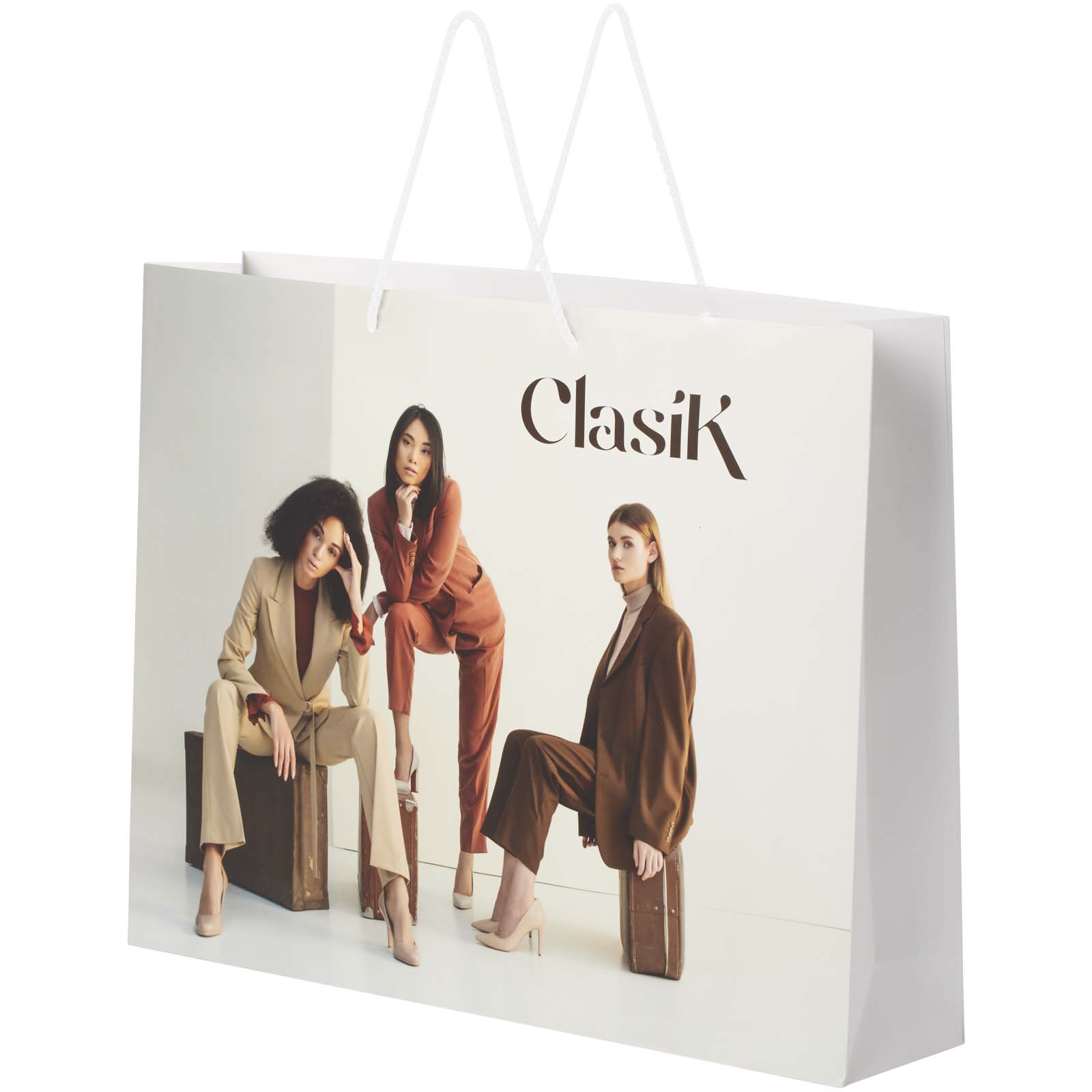 Handgefertigte XXL-Papiertasche mit Kunststoffgriffen - Zierenberg