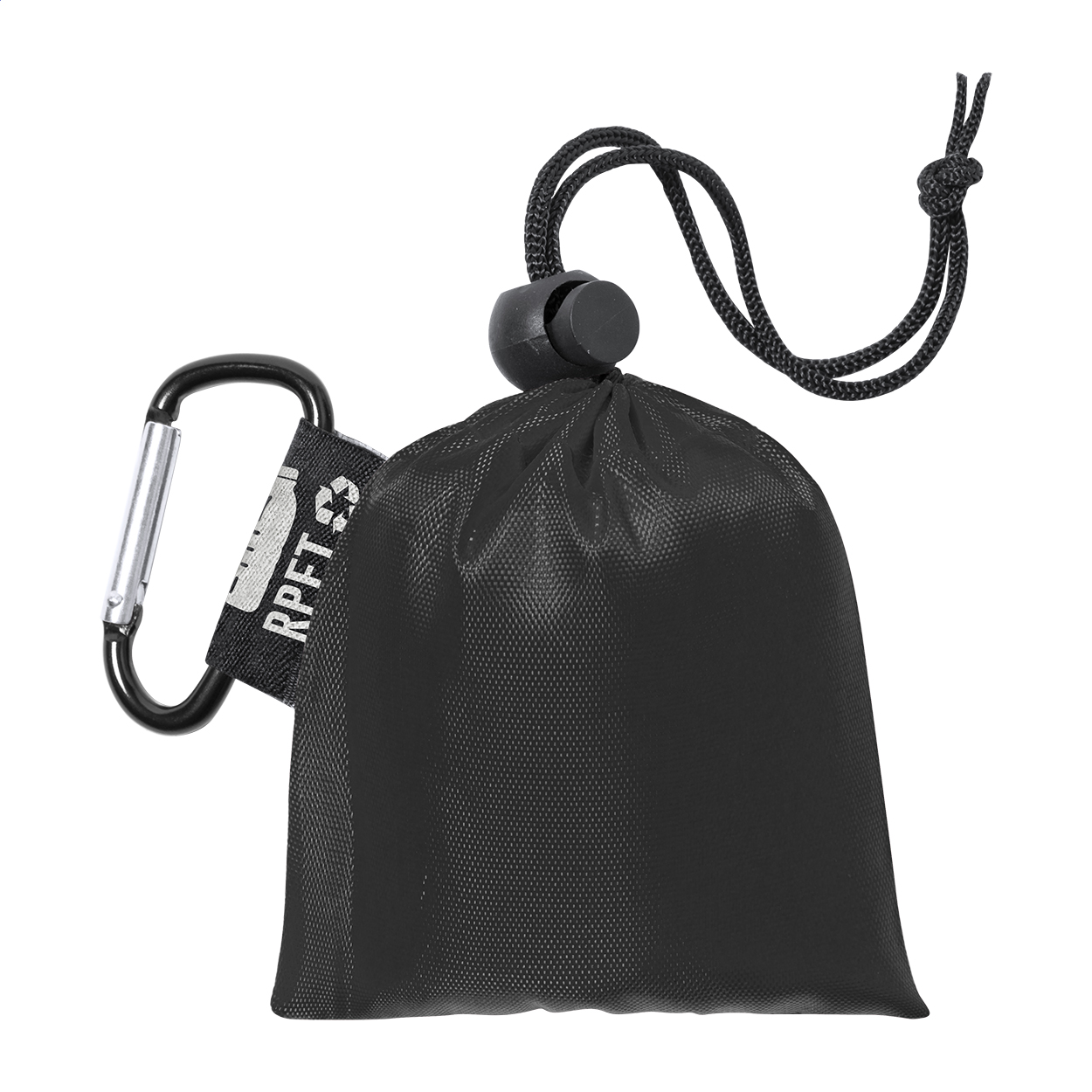 Barrio Regenponcho in RPET-Tasche mit Karabiner und Logo bedrucken mit Logo