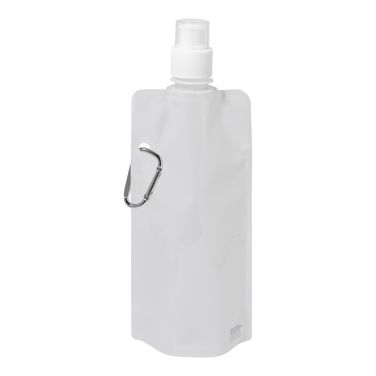 Gourde pliable Carabol personnalisée en RPET avec mousqueton, 500 ml imprimé avec logo