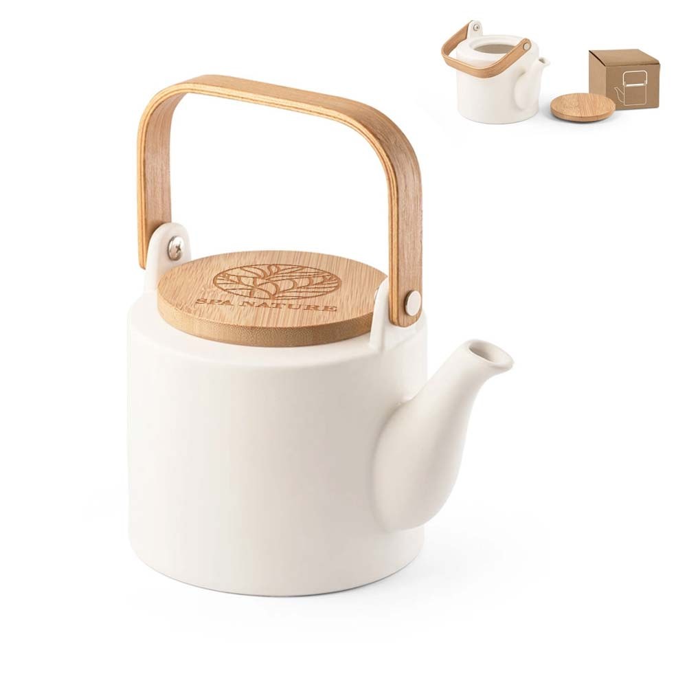 Théière en céramique avec couvercle en bambou 700ml - Montsoreau