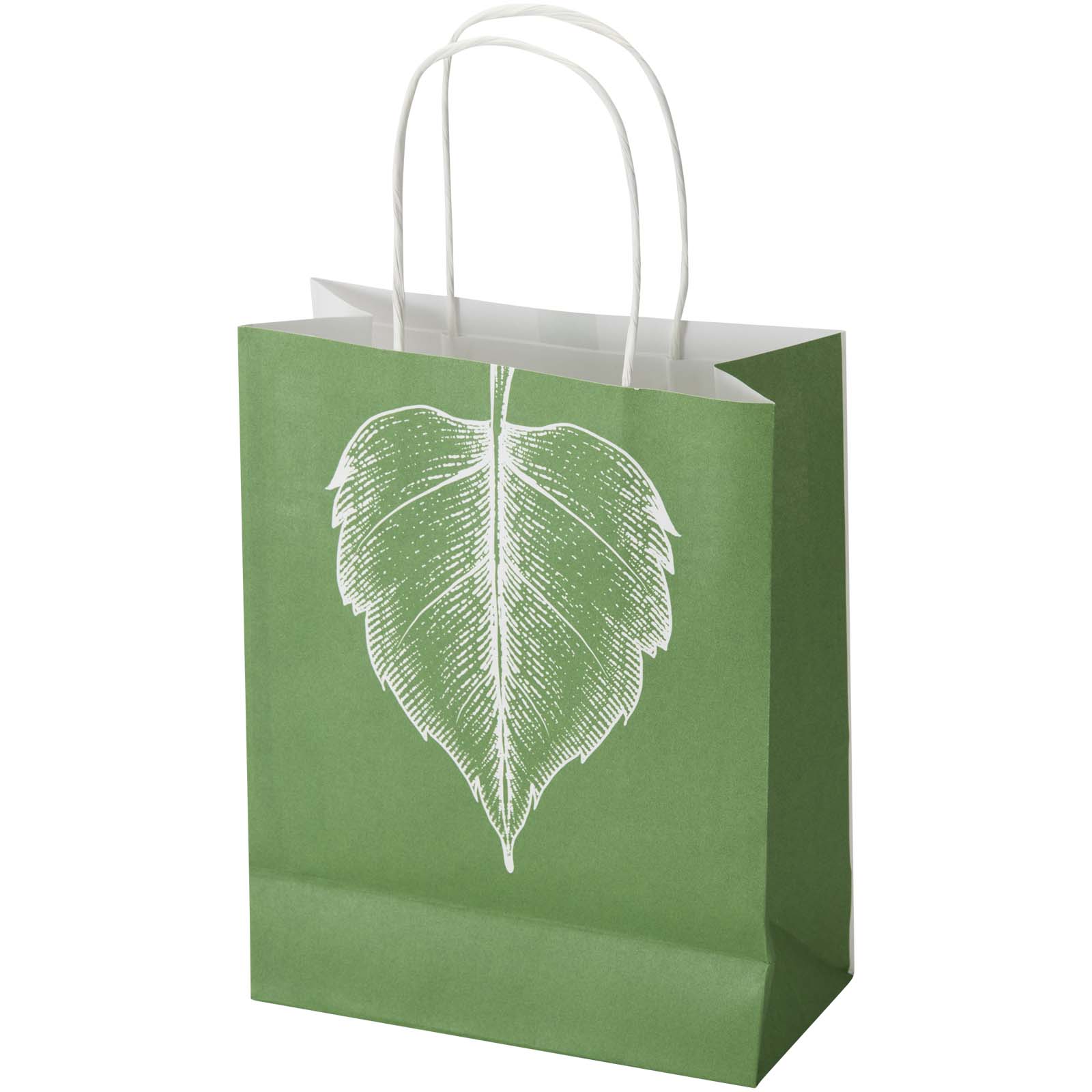 Kraftpapiertasche 120 g/m² mit gedrehten Griffen und Logo, 18 x 9 x 23 cm bedrucken mit Logo