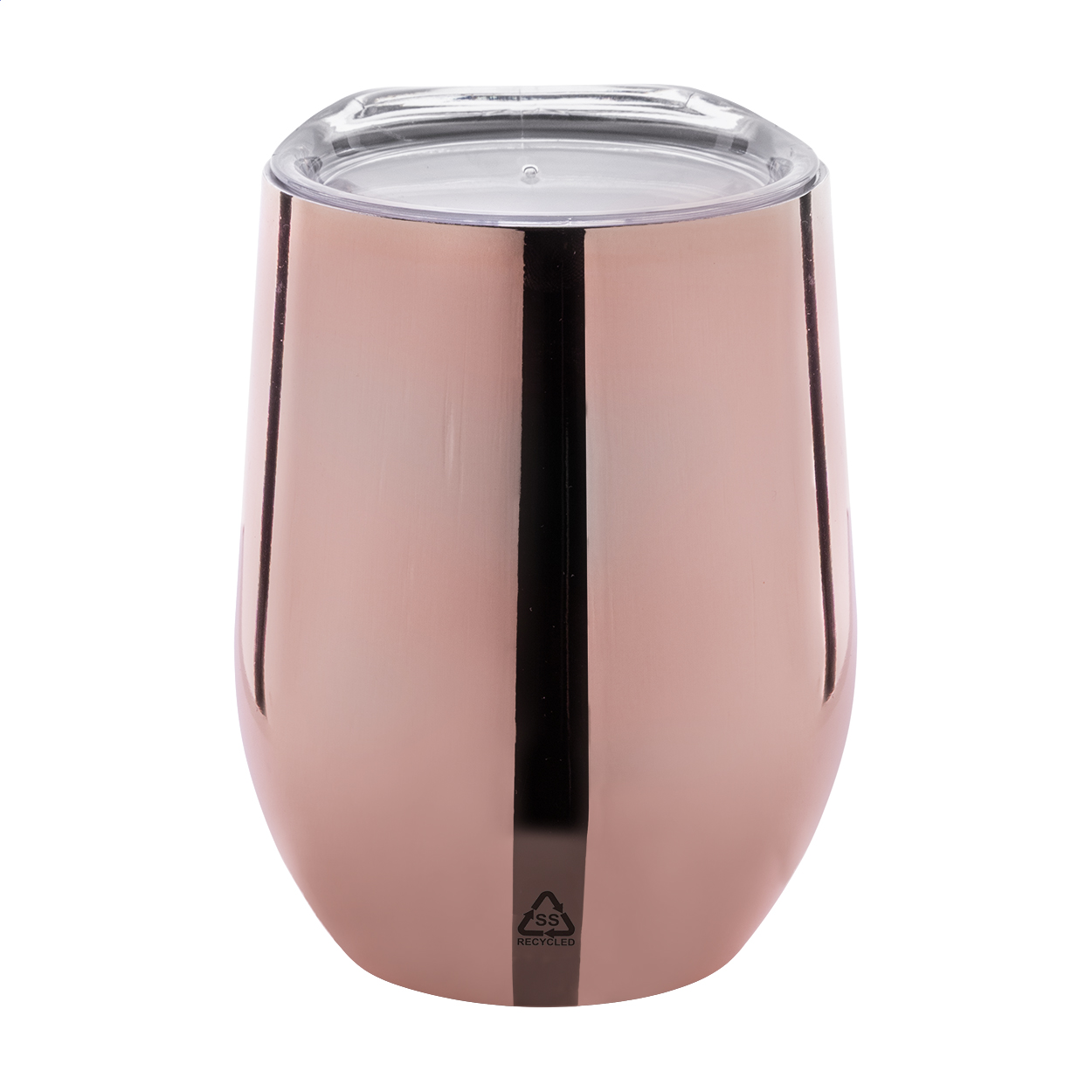 Rebby Oro Thermobecher aus Recycling-Edelstahl in Hochglanz-Metallic, 350 ml bedrucken mit Logo