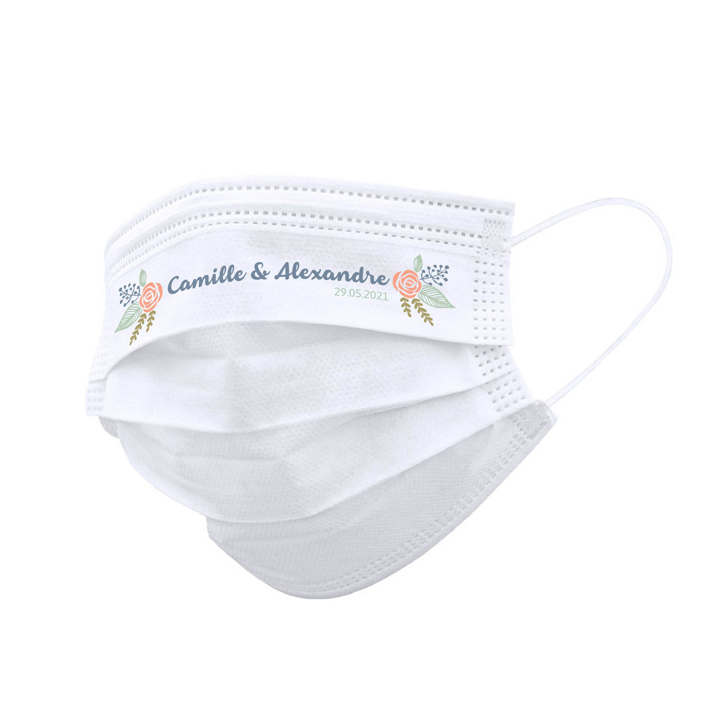 Masque jetable de mariage personnalisé triple couche - Aganoa