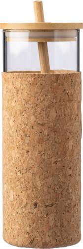 Glasbecher mit Korkhülle und Bambusdeckel - Elsfleth