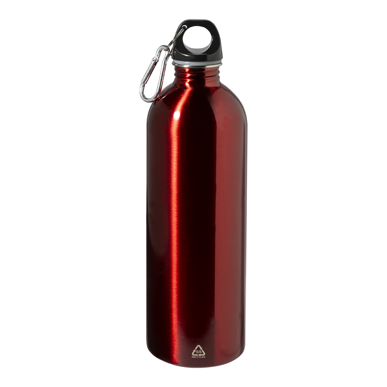 Ressuto XL Trinkflasche aus recyceltem Edelstahl mit Karabiner, 750 ml, Logo bedrucken mit Logo