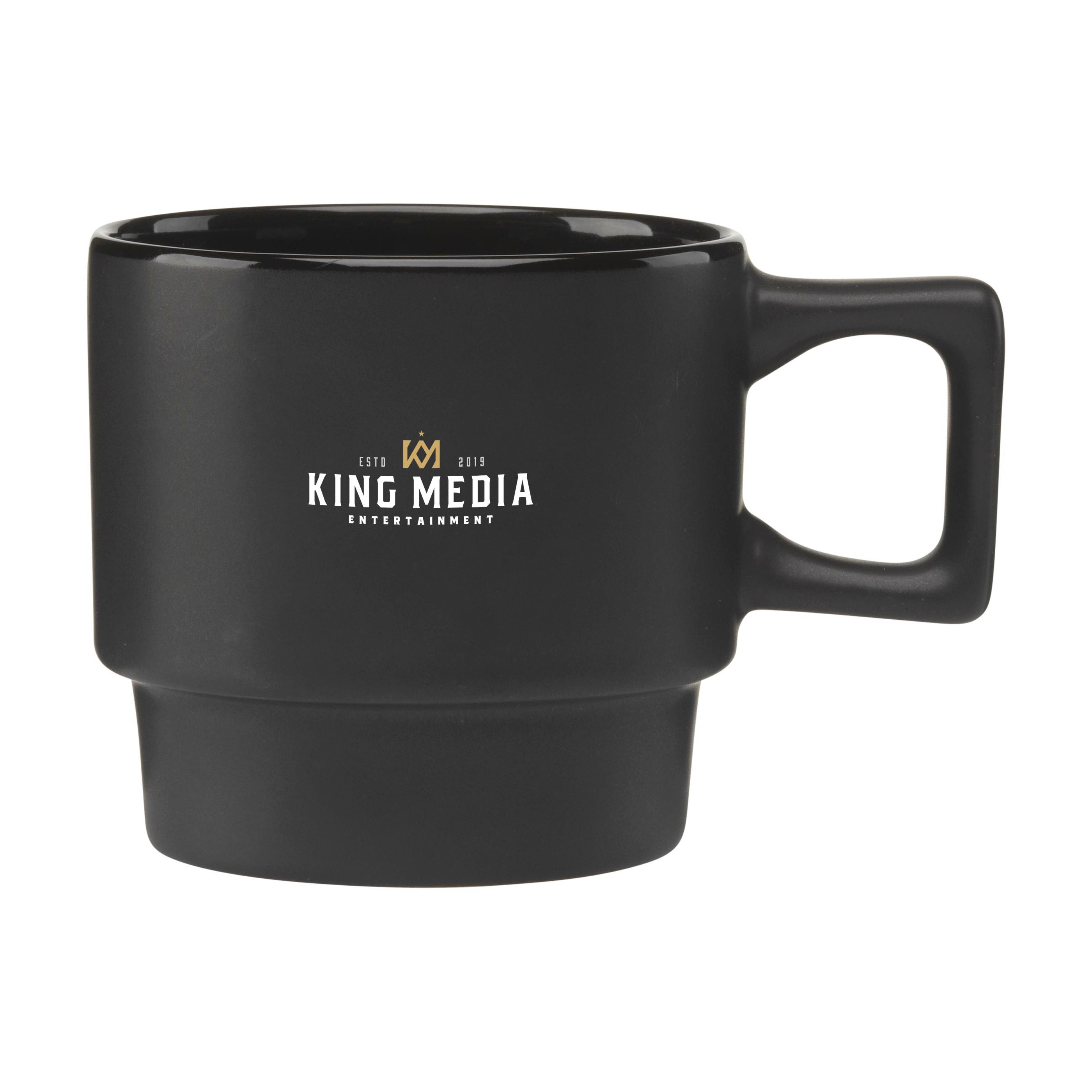 Elegante Schwarz Keramikbecher - Laufen bedrucken mit Logo