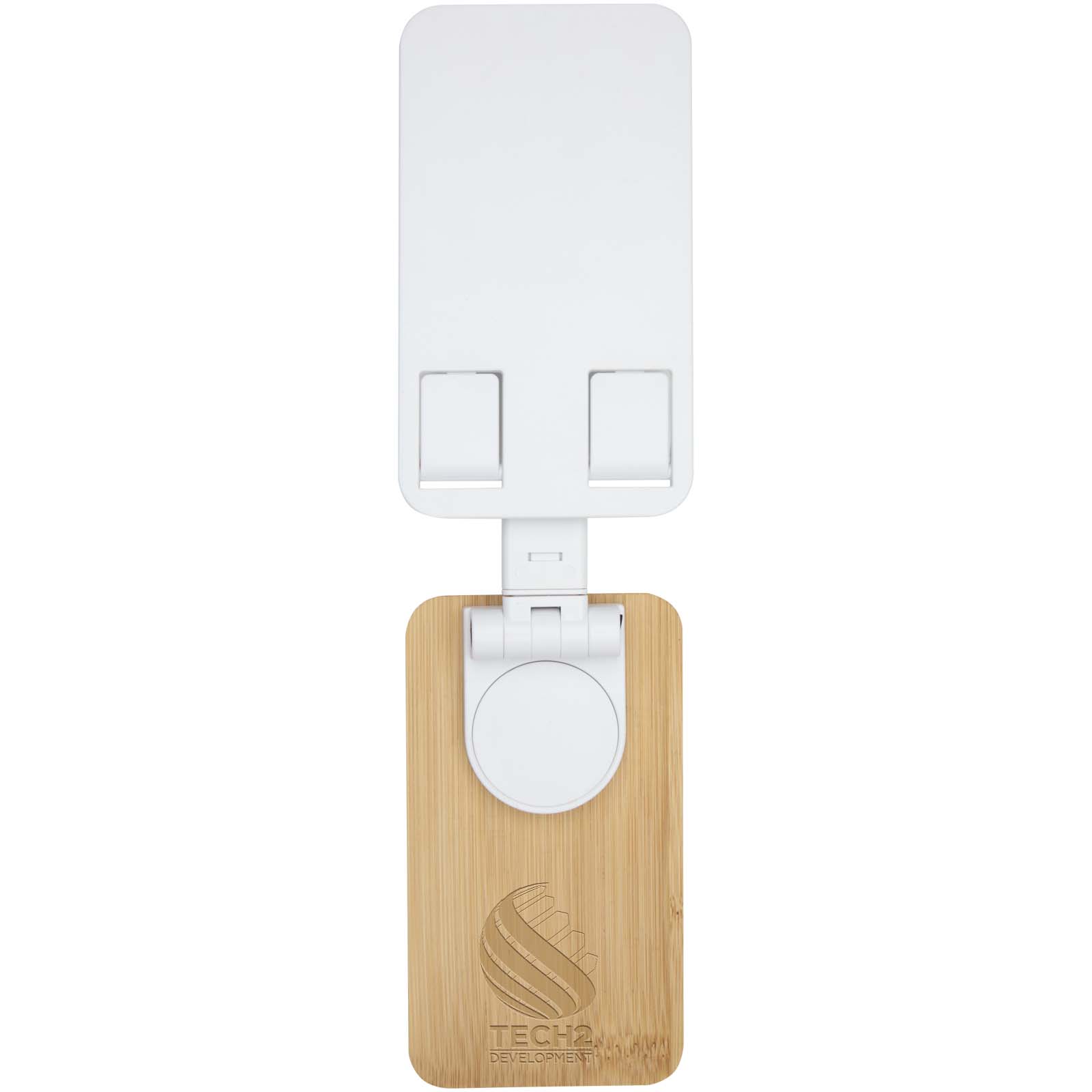 Klappbarer Tischtelefonständer Alfirk aus recyceltem Kunststoff mit Bambusdetails