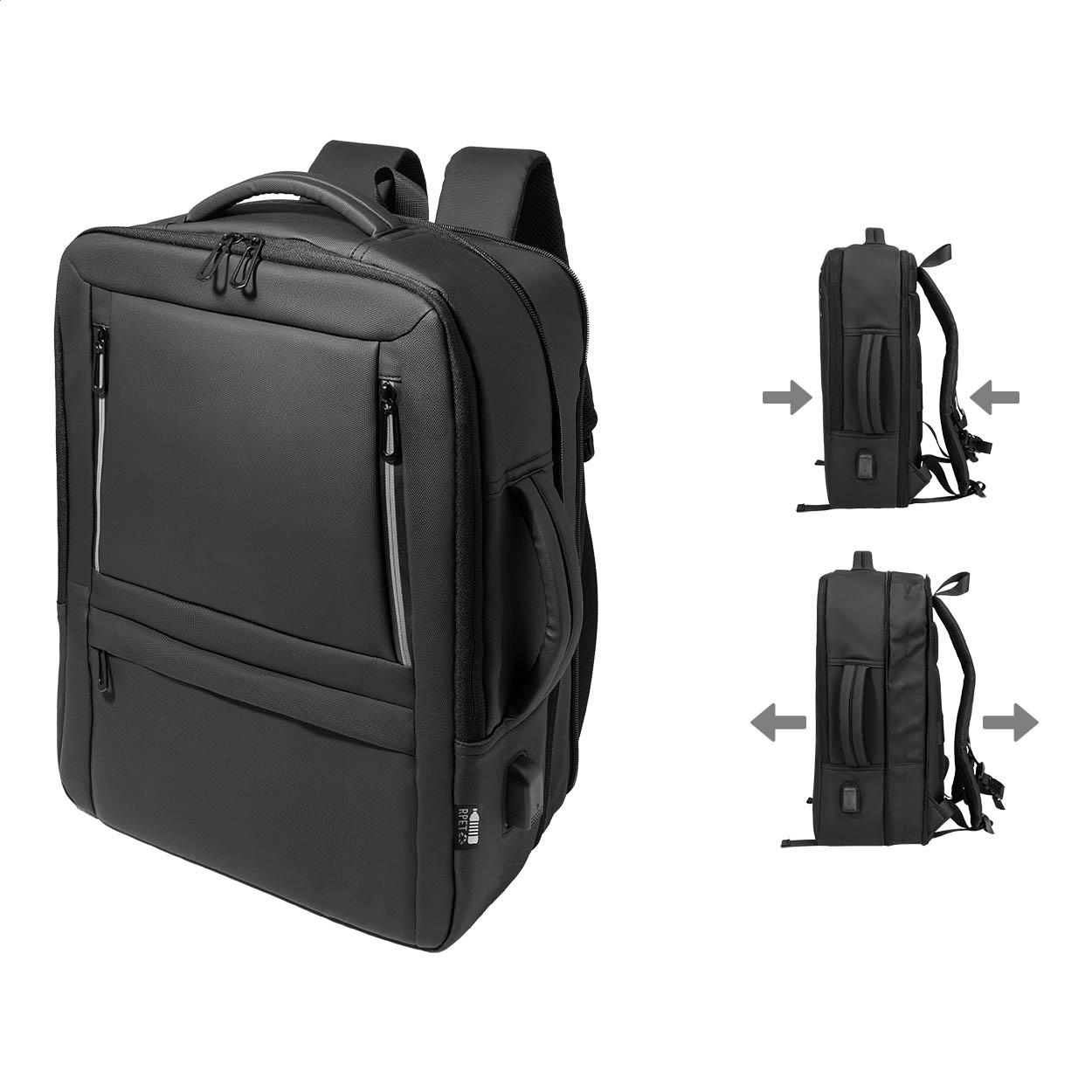 Sac à dos porte-documents Molson en RPET imperméable avec port USB imprimé avec logo